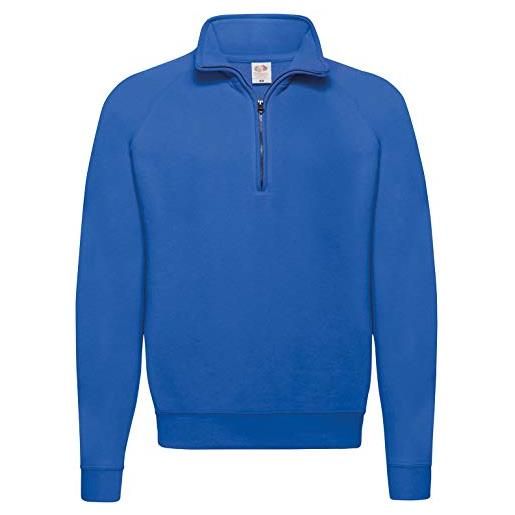 Fruit of the Loom - felpa collo alto con zip - uomo (m) (blu reale)