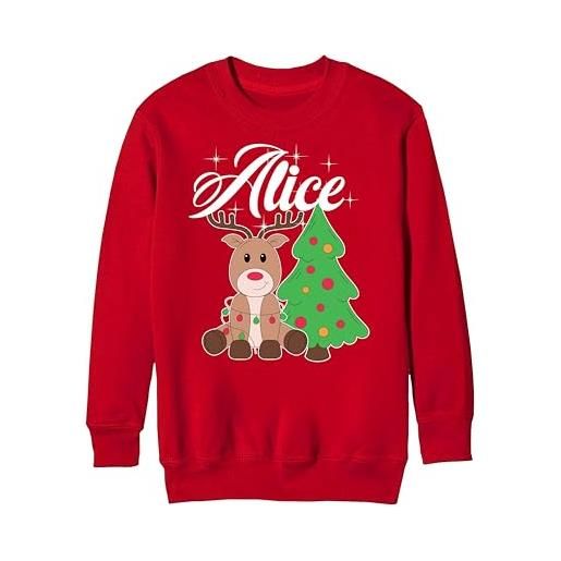 Puzzletee felpa natale unisex nome personalizzabile renna albero natalizio uomo donna bambino natalizia idee regalo