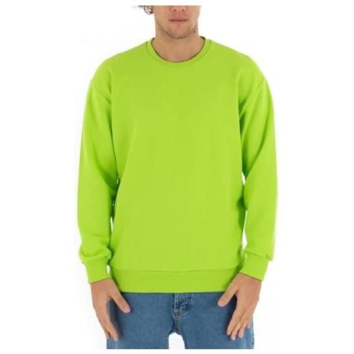 Giosal felpa uomo basic girocollo tinta unita manica lunga (verde acido, m)