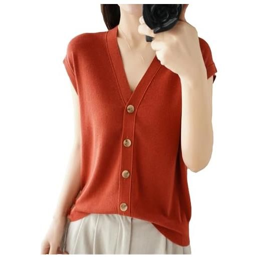 Alloaone gilet cardigan lavorato a maglia di lana invernale con bottoni tinta unita da donna gilet maglione casual allentato senza maniche lavorato a maglia