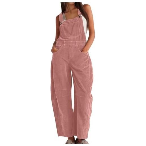 shownicer salopette donna pantaloni lunghi con bretella pagliaccetti casual salopette con tasche a rosa s