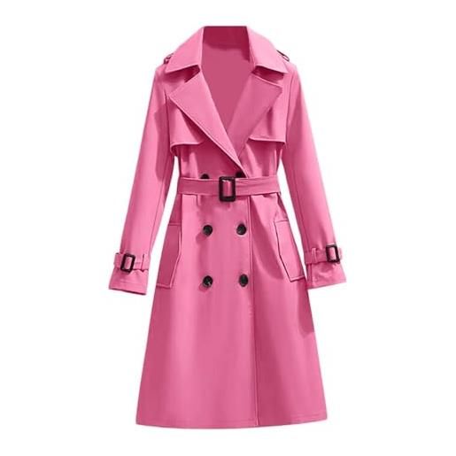 Generisch trench donna doppio petto lungo cappotto classico autunno primavera, giacca trench con cintura, giacca a vento antivento cappotto da donna, beige