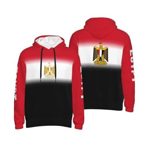 FAGIUCHI felpa con cappuccio con stampa della bandiera dell'egitto con cappuccio e tasche con coulisse, multicolore, 4xl