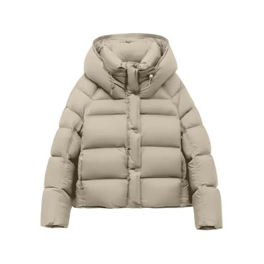 DUHGBNE piumino da donna invernale giacca da donna in piumino spesso con cappuccio, giacche bianche, cappotti corti e caldi invernali, capispalla femminili curvy