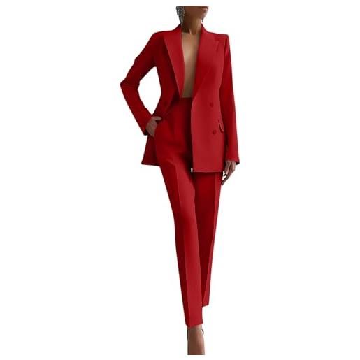Yegirlzs completo donna tailleur pantalone curvy completi pantaloni e giacca tuta due pezzi slim fit completo tailleur da cerimonia ufficio e lavoro blazer tuta a2 albicocca xxl