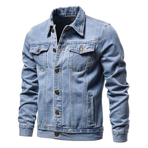 Generico giacca jeans uomo invernale vintage giubbotto uomo di jeans slim fit giacca moto moda giacca di denim giacca cappotto di jeans