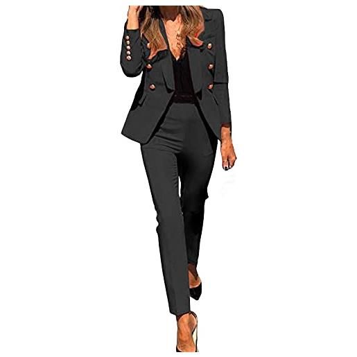 Generico tailleur con pantalone da donna curvy pantaloni e giacca estivo tailleur donna con bottone formale completa slim fit completi di pantaloni 2 pezzi autunno invernale