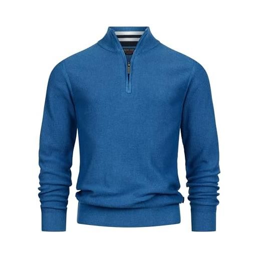 Indicode maglione da uomo inbull in 100% cotone con colletto con zip | maglione da uomo, china blue mix, l