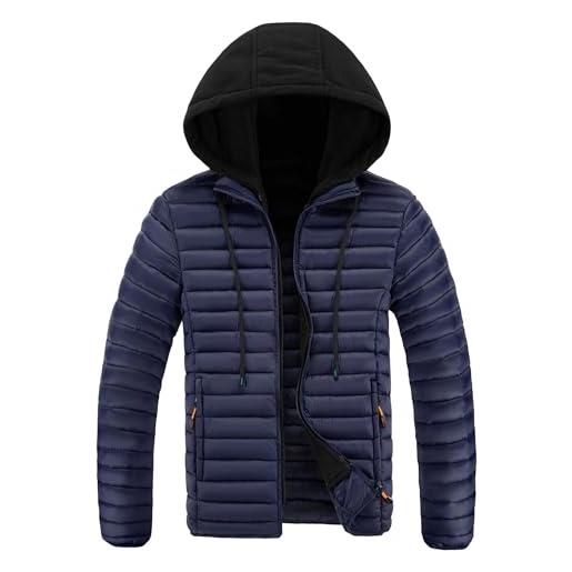 Generic giacca invernale da lavoro da uomo, leggera, imbottita, con cerniera, trapuntata, ripiegabile, con cappuccio isolante, piumino, capispalla, giallo xx large