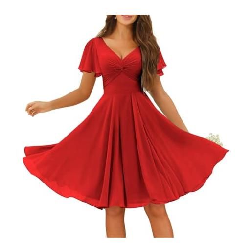 WSEYU abiti da damigella d'onore in chiffon da donna per pieghe da sposa all'aperto abiti da cocktail taglie forti, turchese, 52
