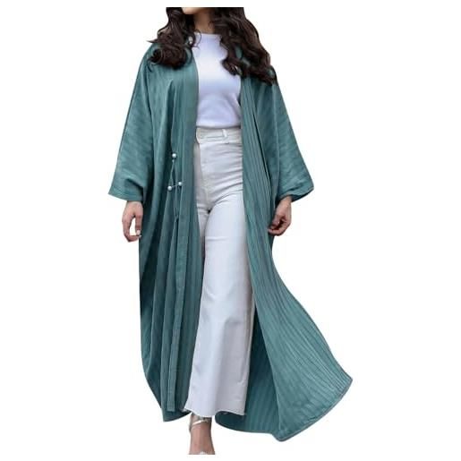 Generisch cardigan da donna abito musulmano tinta unita cardigan chiffon aperto anteriore abaya islamico dubai turchia musulmano cardigan middle donne abito abito musulmano, verde, taglia unica