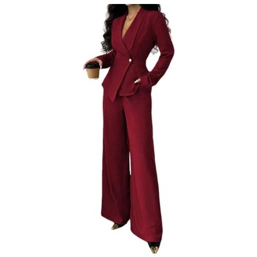 ORANDESIGNE tailleur donna elegante curvy tailleur pantaloni e giacca 2 pezzi ufficio completo due pezzi set cerimonia feste matrimonio a bianco l