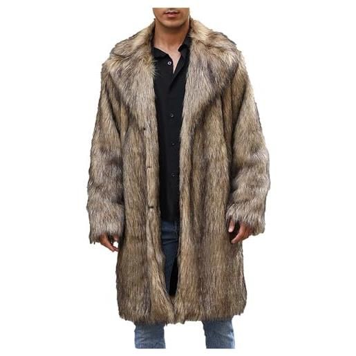 KHIRVWL uomo giacca di pelliccia sintetica invernale cappotti con peluche taglie forti imbottito caldo giacche giubbotto uomo eleganti giubbino invernale manica lungo antivento spessa parka cardigan