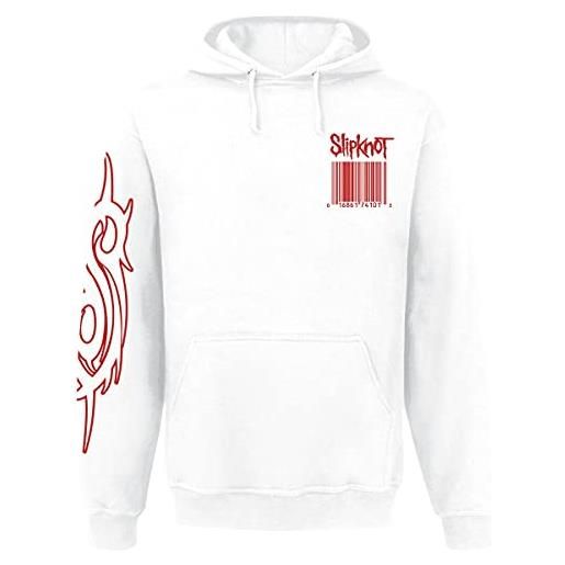 Slipknot wait & bleed barcode uomo felpa con cappuccio bianco m 80% cotone, 20% poliestere regular