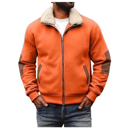 Generico giacca uomo invernale pile, felpa con cerniera doubleface micropile peluche - giubbotto antivento termico elegante lavoro cappotto per lavoro e casual
