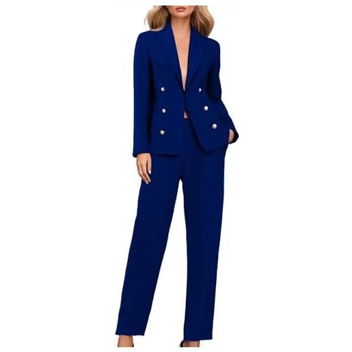Yekdmxop tailleur donna eleganti curvy completo 2 pezzi pantaloni e giacca cerimonia tuta completa elegante business completi di pantalone e blazer maniche lunghe tinta unita per matrimoni e feste