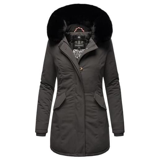 Marikoo - b362 giaccone parka da donna invernale caldo e foderato verde m