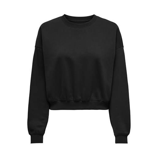 ONLY onlbella l/s o-neck cc swt felpa, nero, l donna