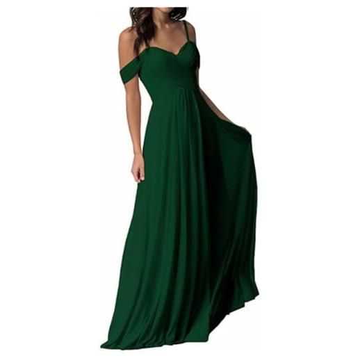 ORANDESIGNE abito lungo cerimonia donna elegante vestito chiffon cerimonia vestiti sera lunghi a blu xl