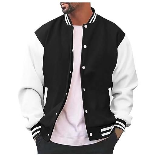 OBiQuzz giacca college da uomo oldschool bomber da uomo alla moda, vestibilità normale, da aviatore, con colletto alto, da baseball, con tasche, giacca leggera, lilla, 3xl