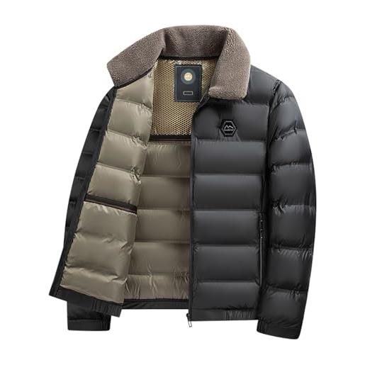 Generic giacca invernale da uomo trapuntata, con colletto felpato e tasche con cerniera, grigio, xl