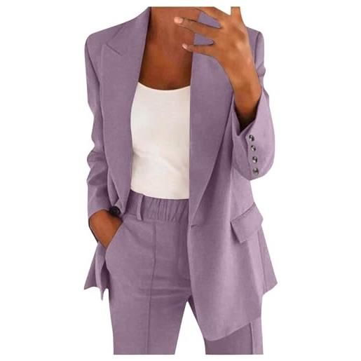Meaunzyl tailleur pantalone da donna, completo tailleur donna eleganti curvy pantaloni e giacca a maniche lunghe due pezzi suit elegante completa taglie forti cerimonia ufficio e lavoro matrimoni e feste