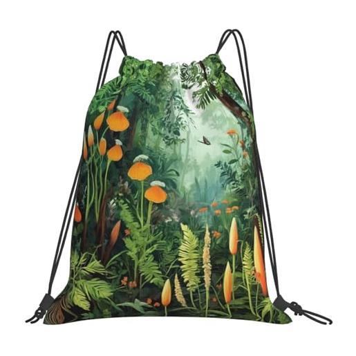 Generic borsa con coulissesacca con cordoncino per donna spiaggia campeggio 36x42cm regolabile pieghevole borsa palestra flower leaves