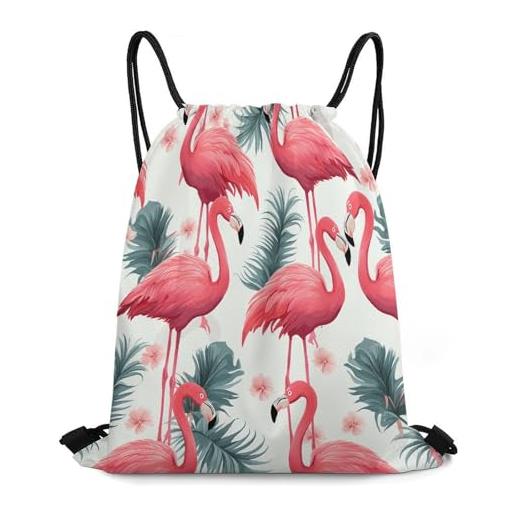 Generic borsa con cordoncinozaini sportivi per yoga vacanze donna 36x42cm unisex pieghevole borsa palestra pink flamingo pattern