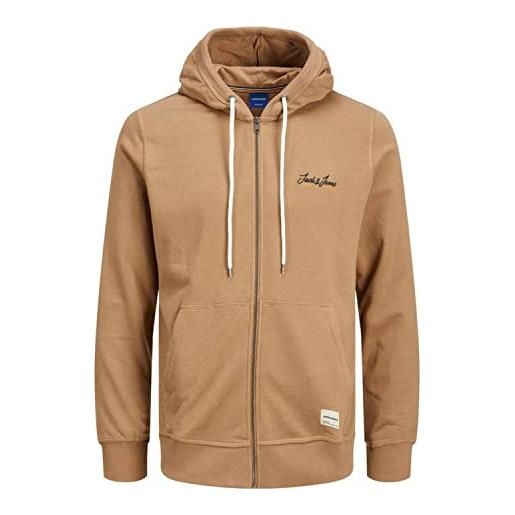 Jack & jones tons sweat zip felpa con cappuccio occhio di tigre (small), occhio di tigre. , s