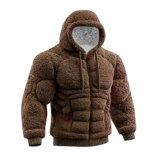 generic felpa con cappuccio da uomo a vestibilità sagomata con muscolo 3d, top streetwear foderato in flanella per abbigliamento casual, relax e outdoor, verde, s