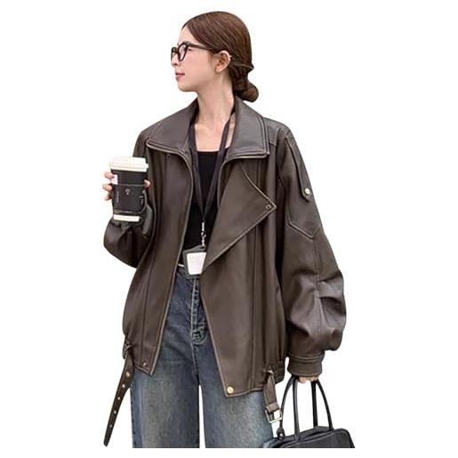 Peuignao giubbotto similpelle donna giubbino ecopelle giacca similpelle biker giubbini pelle moto leather jacket giacche finta pelle pu bikers giacca chiodo ecopelle giubbotti moto donna primavera nero s