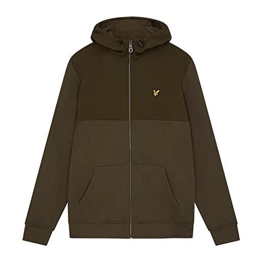 Lyle & Scott uomo felpa con cappuccio e zip in jersey softshell verde oliva s