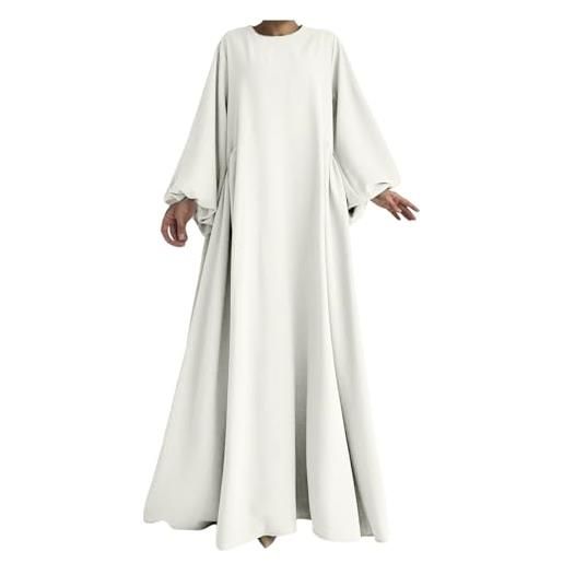 Generic abiti musulmani per le donne minimalista lungo robe casual leggero traspirante quotidiano modesto fluido maxi dubai culturale cerimoniale chiffon abaya abiti attire traspirante, bianco, m