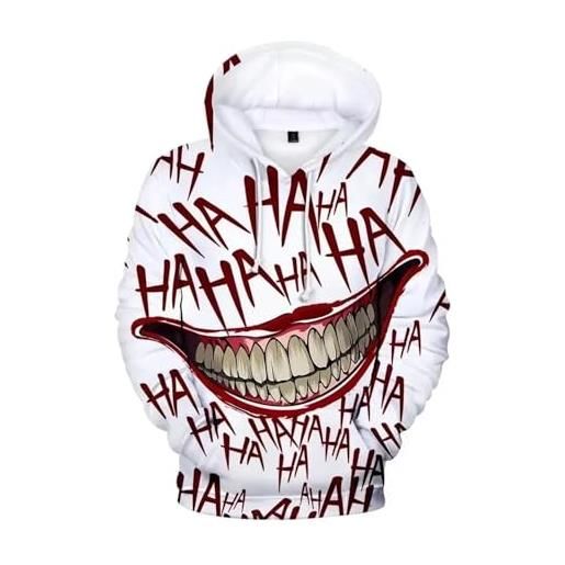 XGTEAHHC divertente joker felpa con cappuccio con stampa 3d uomo donna hip hop novità autunno streetwear stile sottile felpa oversize per coppie vestiti, 1hs4160, 4xl