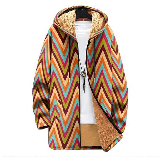 oneforus giacche in pile da uomo geometria stampata in 3d con zip giacca con cappuccio a maniche lunghe foderata in sherpa abbigliamento invernale