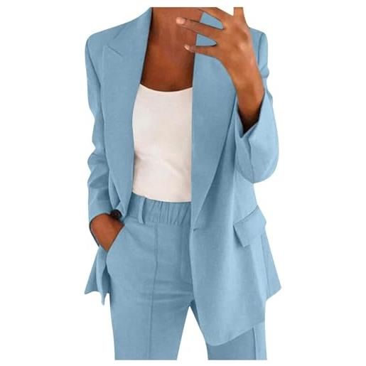 Generico tailleur donna eleganti pantaloni e giacca da cerimonia curvy blazer a maniche lunghe due pezzi elegante suit ufficio e lavoro