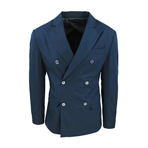 Evoga giacca uomo doppiopetto elegante slim fit sartoriale made in italy (xxl, nero)