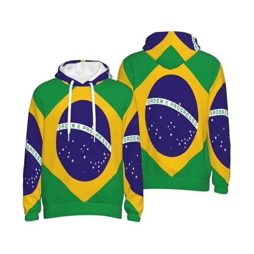 Generic brasile bandiera felpa con cappuccio brasile manica lunga felpa con cappuccio da uomo pullover per uso quotidiano attività ricreative all'aperto picnic multicolore
