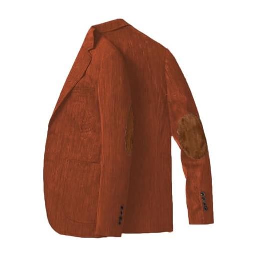 Stillluxury giacca blazer in velluto a coste con toppa sul gomito, slim fit, da uomo, vintage, monopetto, per balli di fine anno e matrimoni, beige, xl