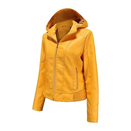 KHIRVWL giubbotto chiodo donna ecopelle giacca in pelle donna corta giubbotto e tasche con cerniera giubbino biker vintage a manica lunga da donna giacca di pelle curvy giacca in ecopelle cerniera