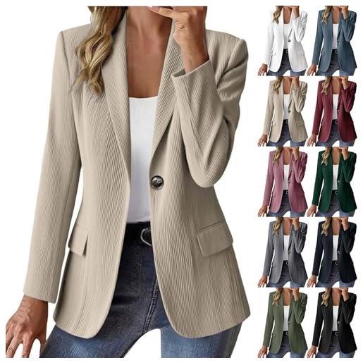 Generic huifuao blazer in velluto a coste da donna nero scollo a v giacca da lavoro elegante casual cappotti a maniche lunghe con risvolto a 1 bottone aperto davanti capispalla, verde menta, s
