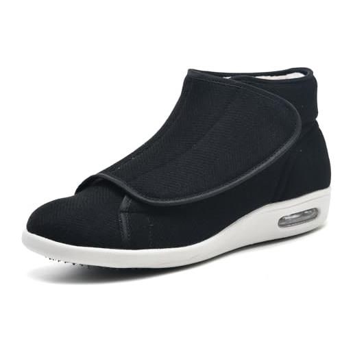Jesajemi stivali da neve invernali da uomo larghi foderati in pile leggeri scarpe con strappo uomo invernali pianta larga pantofole con fodera calda per esterni ed interni(black, 48 eu)
