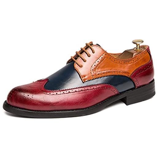 Zaylee scarpe eleganti da uomo vintage brogues stringate da business, eu45-rosso