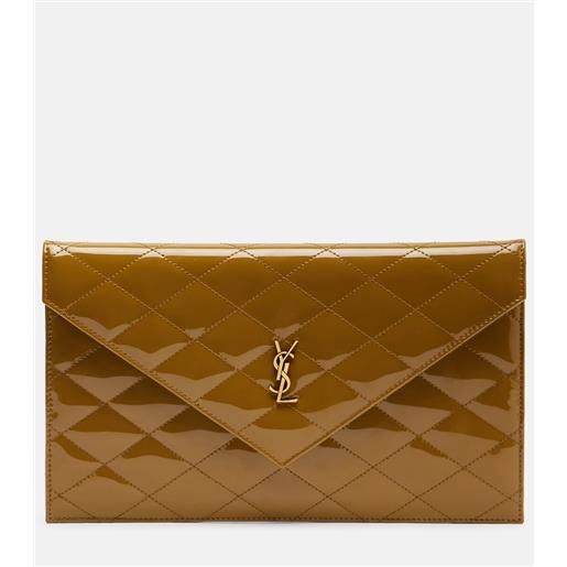 Saint Laurent bustina paris in pelle verniciata trapuntata