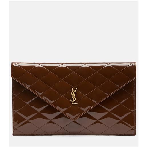Saint Laurent bustina paris in pelle verniciata trapuntata