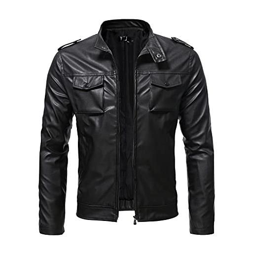 NaLatia giacca pelle uomo, elegante vintage giacche in pelle, invernale casuale sottile slim fit giubbino in ecopelle, primaverile bomber corto alla moda giubbotto