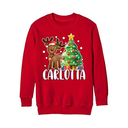 Puzzletee felpa natalizia personalizzabile con nome | modello unisex per uomo donna bambino | stampa babbo natale e albero di natale | perfetta idea regalo