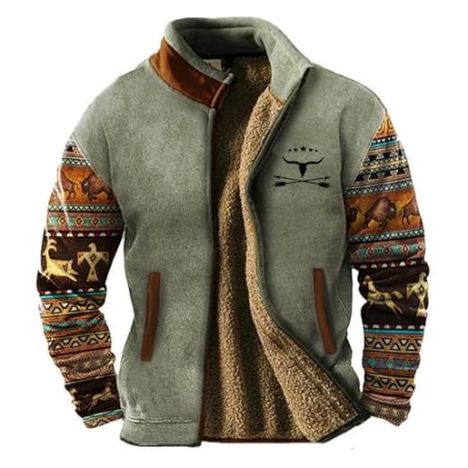 Generisch - giacca in pile da uomo per camionisti, cappotto invernale, giacca da transizione, calda giacca invernale con cerniera, parka invernale, giacca outdoor, colletto alto, giacca in felpa