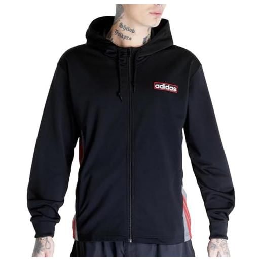 adidas felpa con zip nera da uomo adibreak, nero , l
