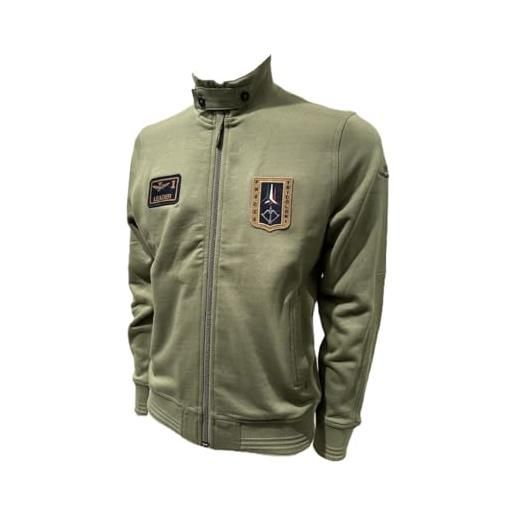 Aeronautica Militare felpa full-zip fe2102, da uomo, maglia, cardigan. Con patch frecce tricolori (it, testo, xl, regular, regular, verde militare)